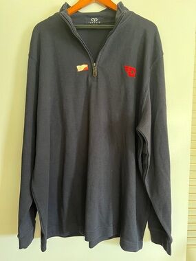 Vantage Men's Navy Blue University of Dayton Quarter-Zip Pullover Sweater